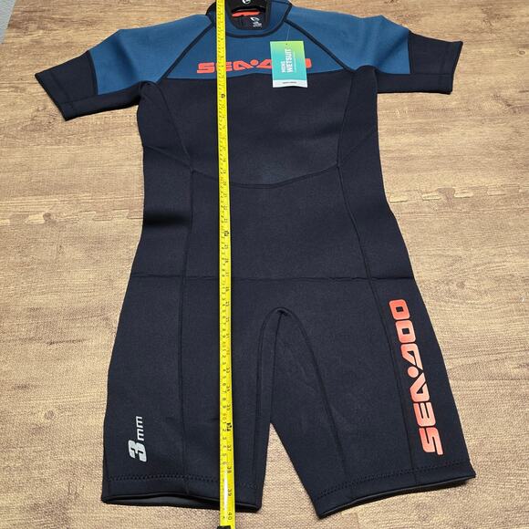Sea-Doo 3 mm Escape Shorty Wetsuit mens Large Navy Blue Marine Surfing Swimming - Picture 3 of 16